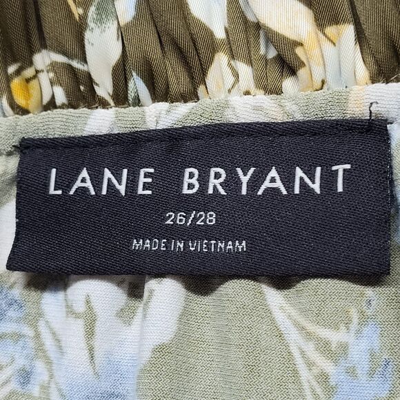 Lane Bryant Blouse Top Women Plus Size 26/28 Green Floral Short Sleeve Casual - Picture 7 of 9